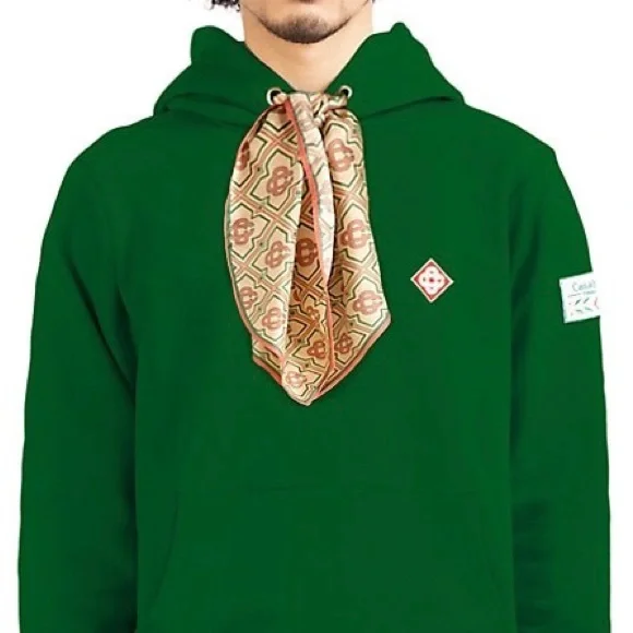 Green Silk Scarf Hooded Sweatshirt